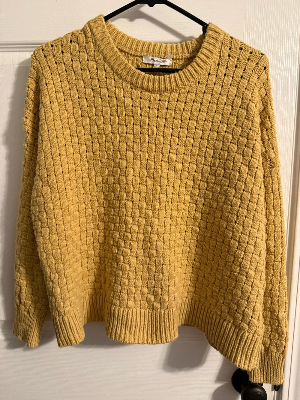 Madewell Textured Crewneck Sweater in Mustard